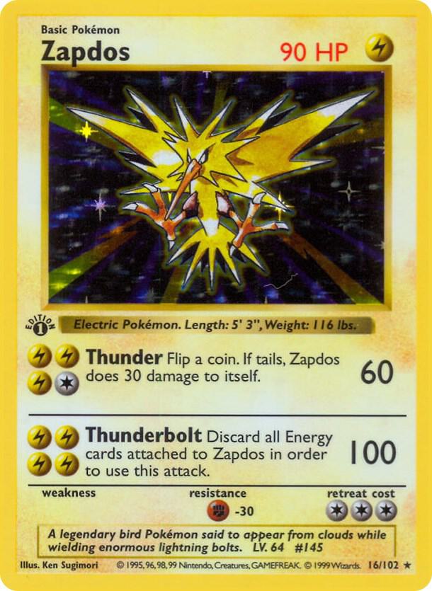 Pokemon Zapdos #16 Base Set