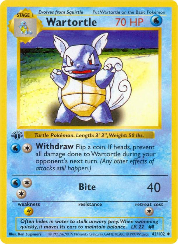 Pokemon Wartortle #42 Base Set