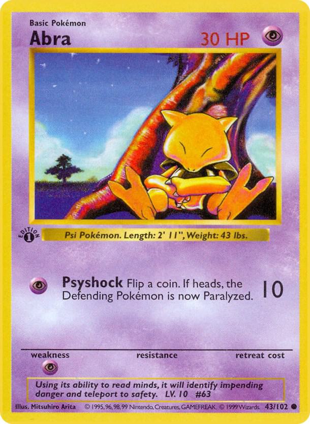 Pokemon Abra #43 Base Set