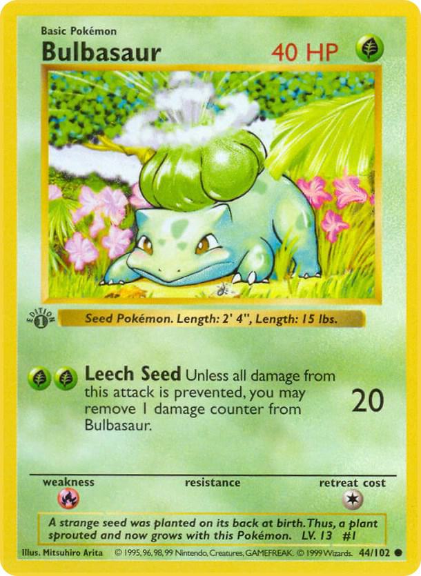 Pokemon Bulbasaur #44 Base Set
