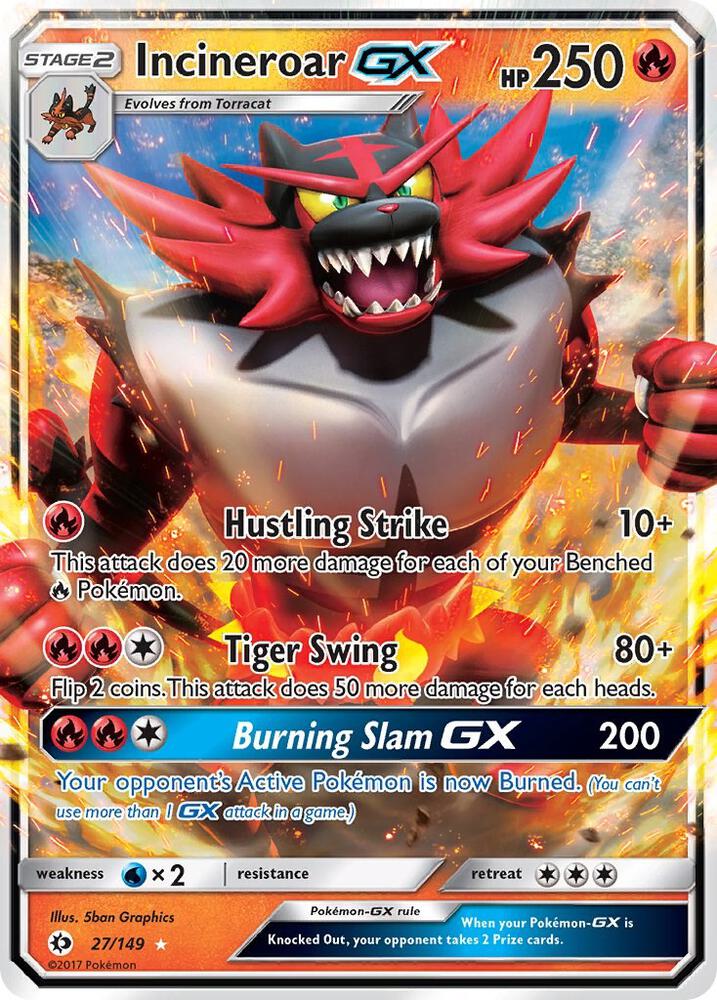 Pokemon Incineroar GX 27/149 Sun & Moon