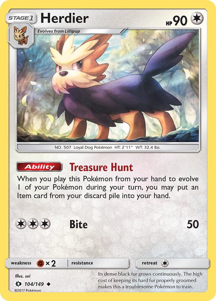 Pokemon Herdier 104/149 Sun & Moon