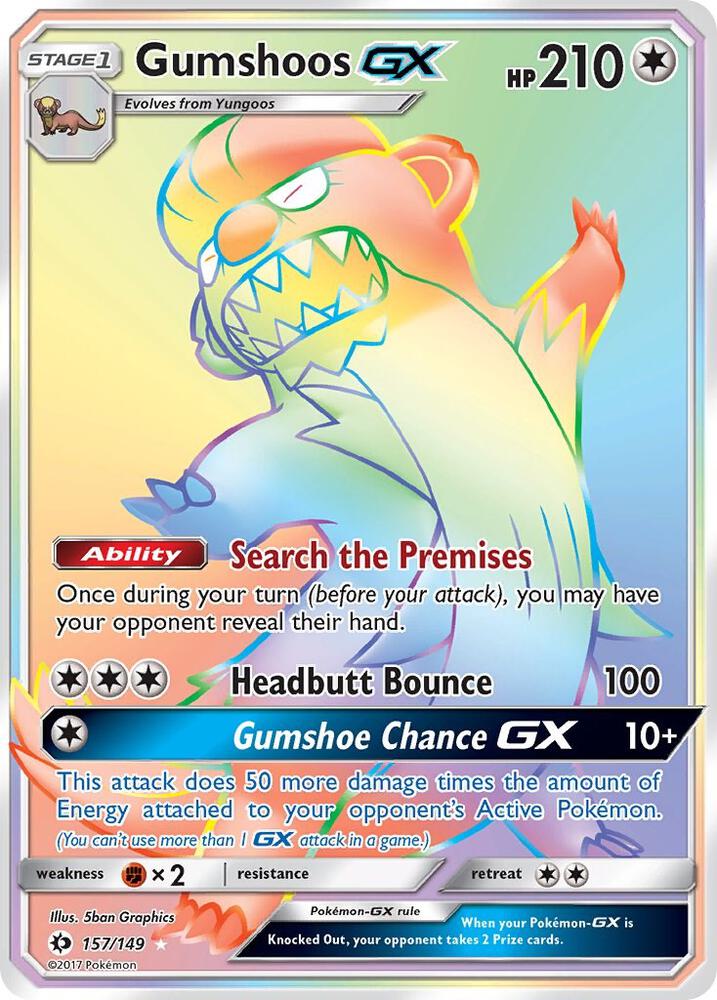 Pokemon Gumshoos GX 157/149 Sun & Moon