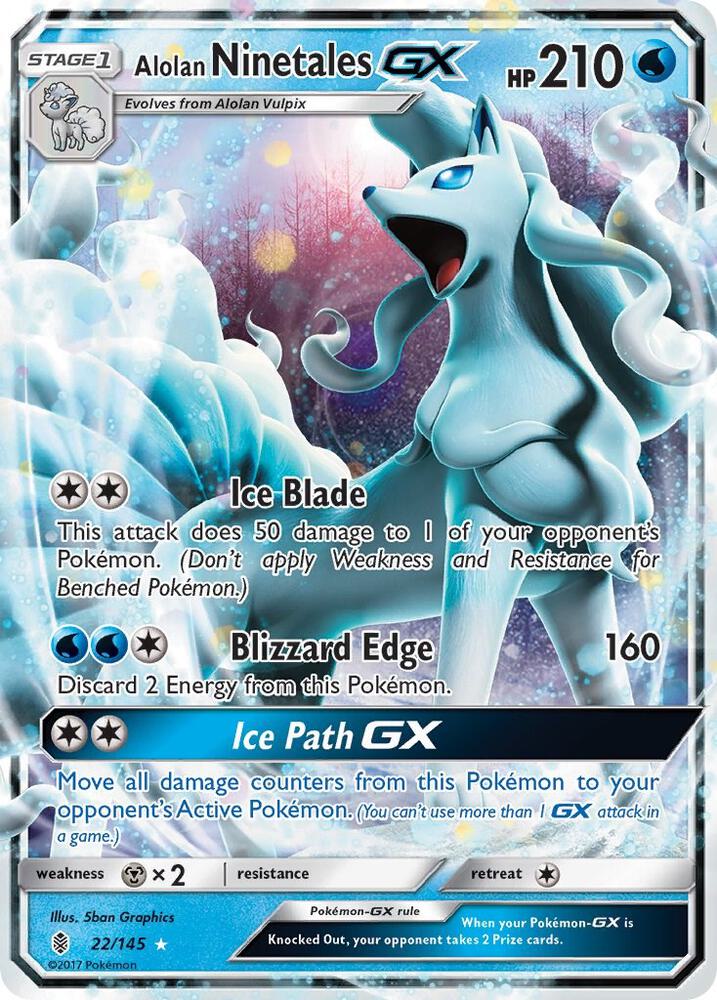 Pokemon Alolan Ninetales GX 22/145 Guardians Rising