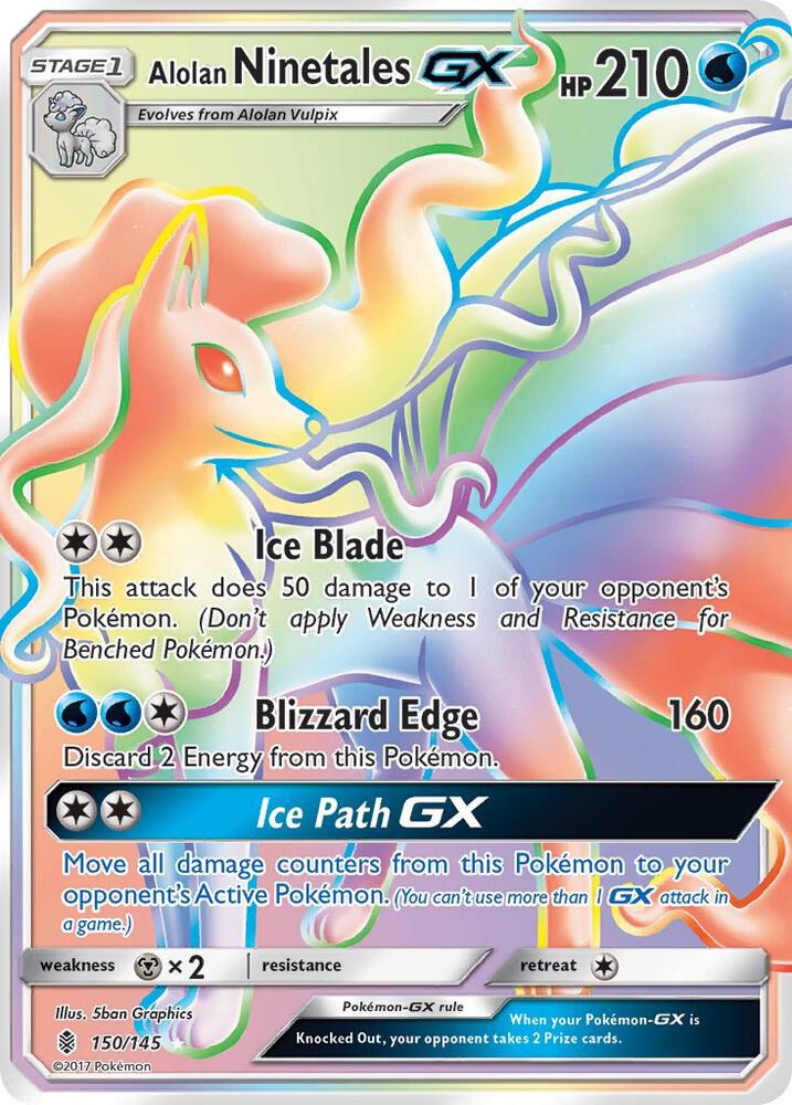 Pokemon Alolan Ninetales GX 150/145 Guardians Rising