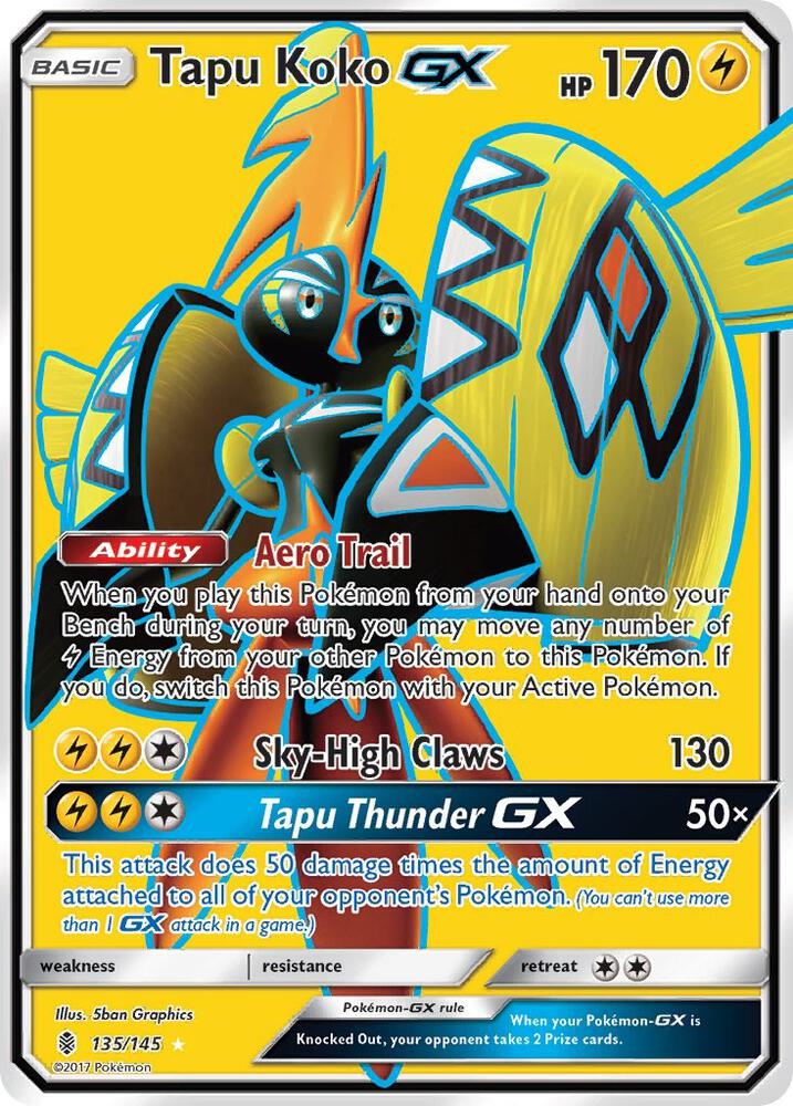 Pokemon Tapu Koko GX 135/145 Guardians Rising