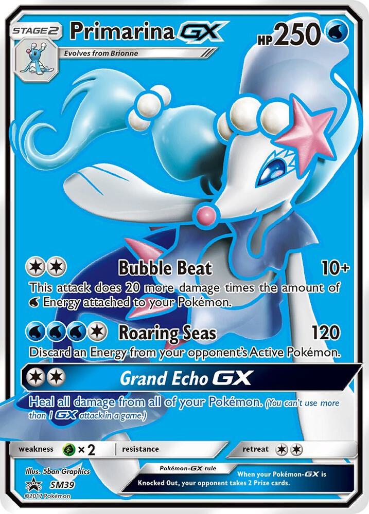 Pokemon Primarina GX SM39 SM Black Star Promos