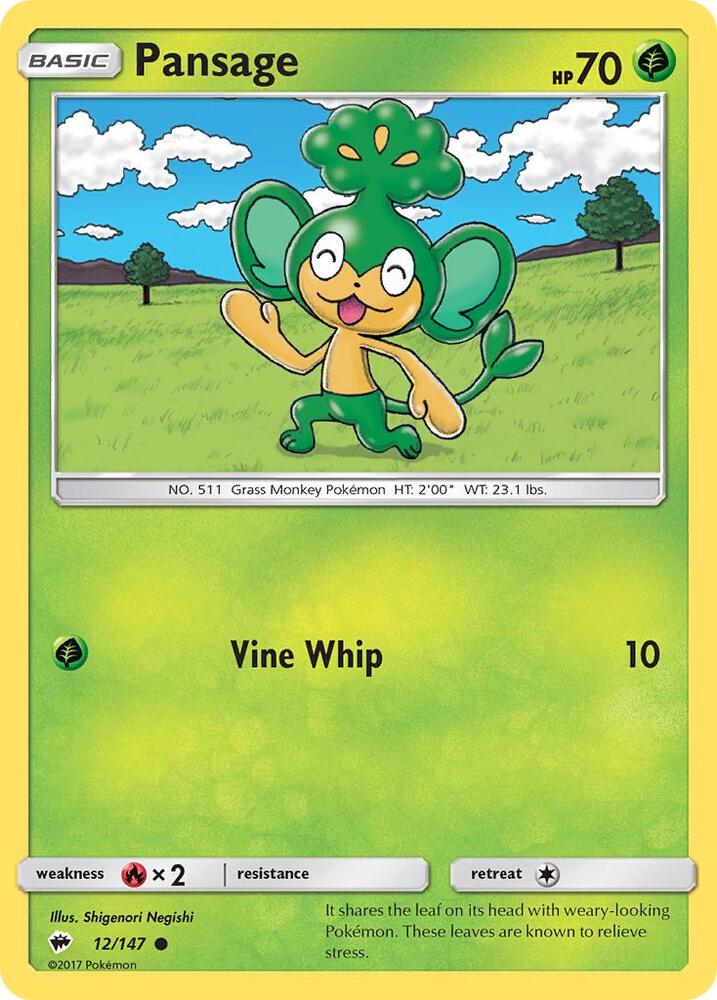 Pokemon Pansage 12/147 Burning Shadows