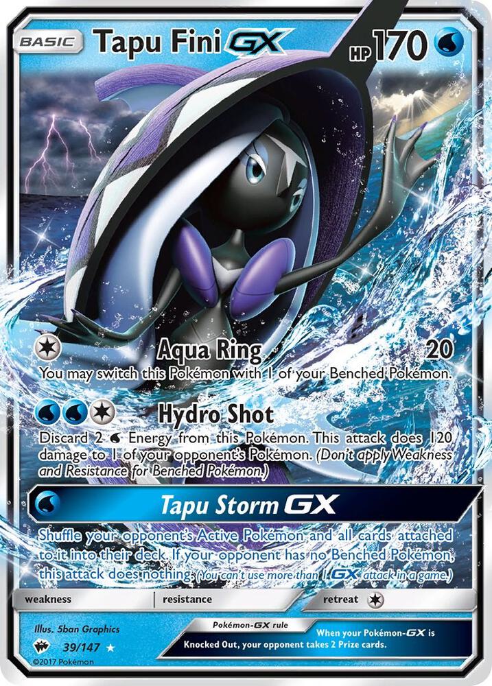 Pokemon Tapu Fini GX 39/147 Burning Shadows