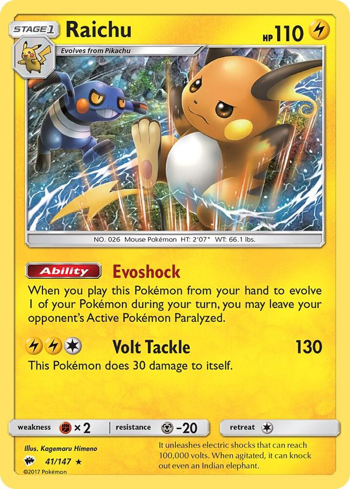 Pokemon Raichu 41/147 Burning Shadows