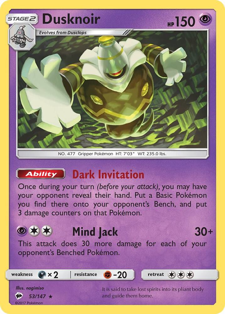 Pokemon Dusknoir 53/147 Burning Shadows