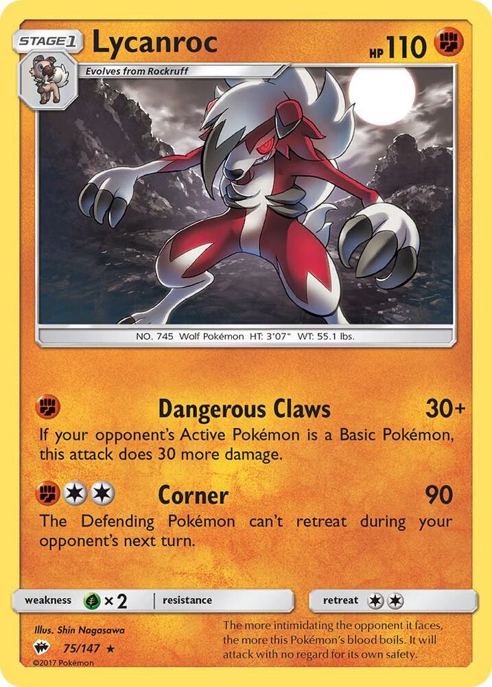 Pokemon Lycanroc 75/147 Burning Shadows