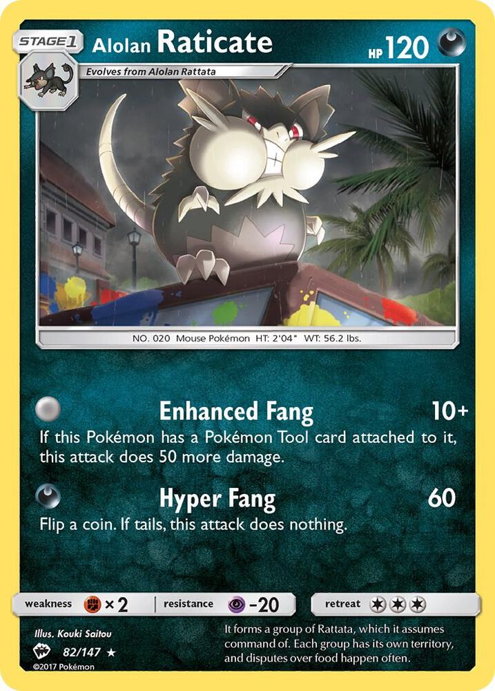 Pokemon Alolan Raticate 82/147 Burning Shadows