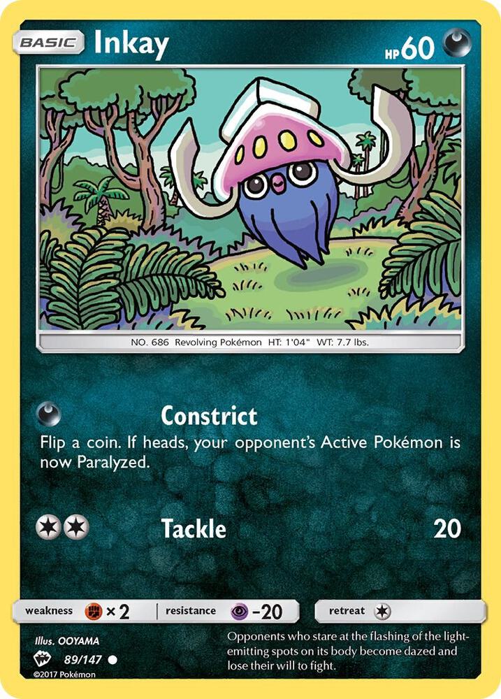Pokemon Inkay 89/147 Burning Shadows