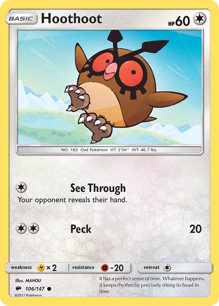 Pokemon Hoothoot 106/147 Burning Shadows