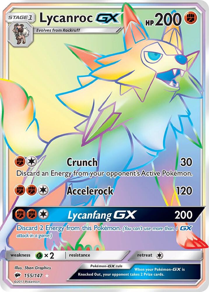 Pokemon Lycanroc GX 155/147 Burning Shadows
