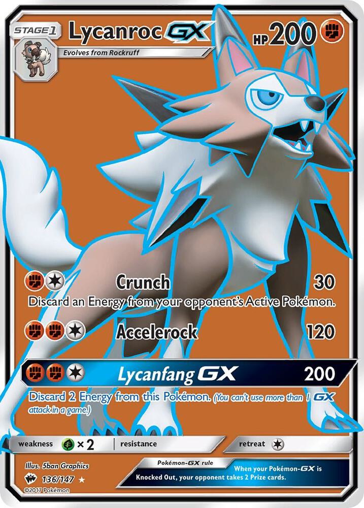Pokemon Lycanroc GX 136/147 Burning Shadows