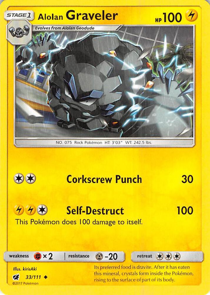 Pokemon Alolan Graveler 33/111 Crimson Invasion