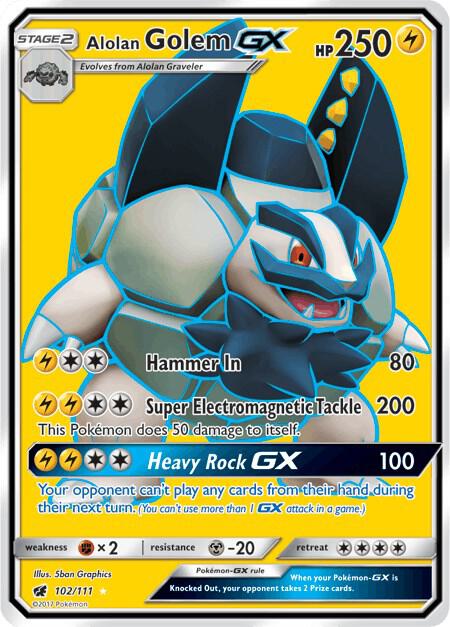 Pokemon Alolan Golem GX 102/111 Crimson Invasion