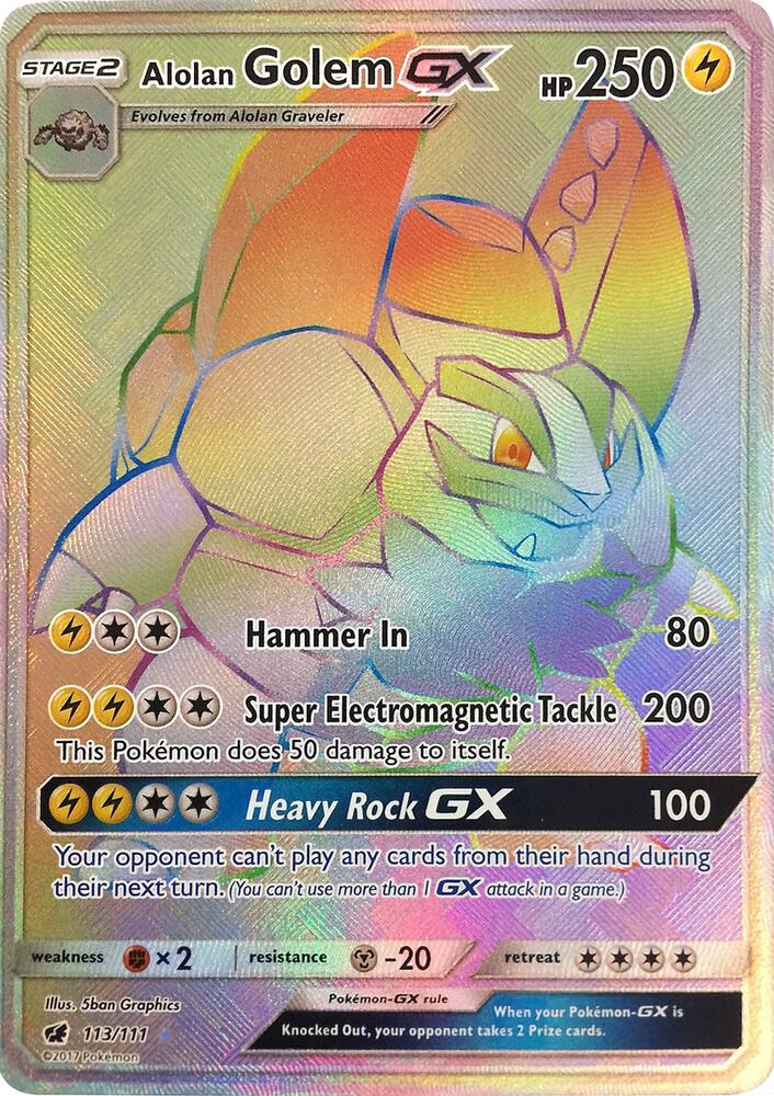 Pokemon Alolan Golem GX 113/111 Crimson Invasion