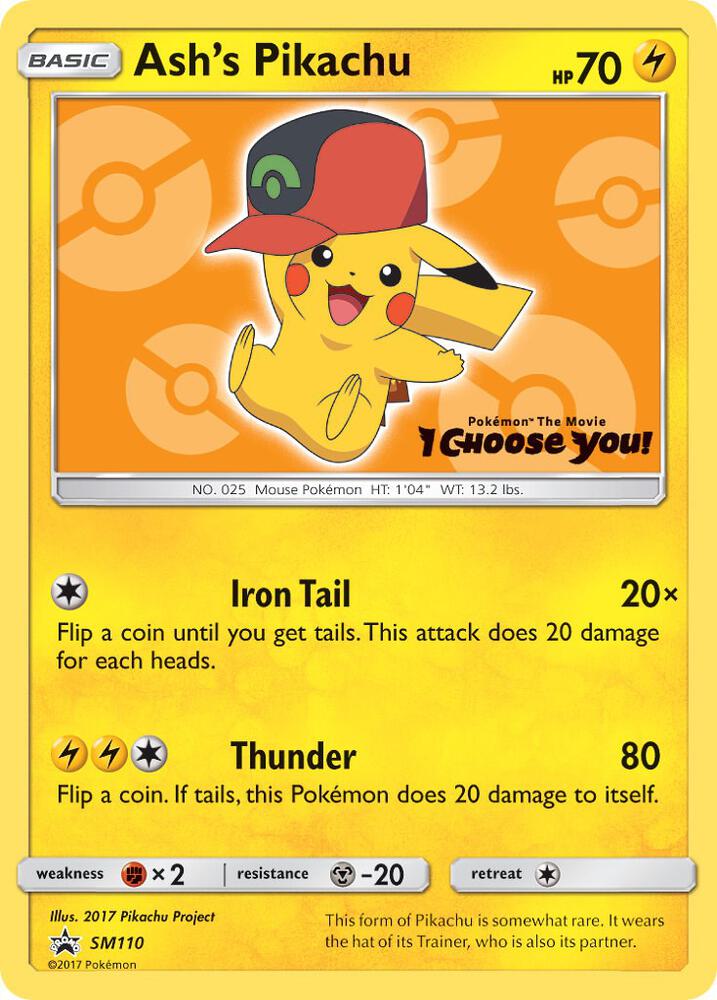 Pokemon Ash's Pikachu SM110 SM Black Star Promos