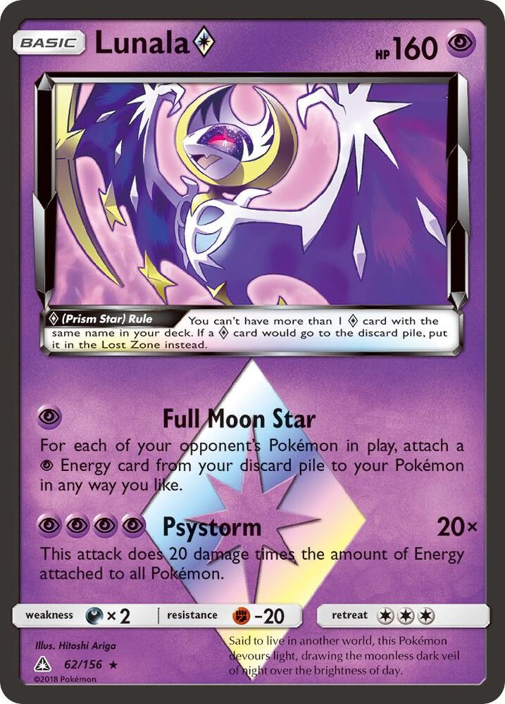 Pokemon Lunala Prism Star 62/156 Ultra Prism