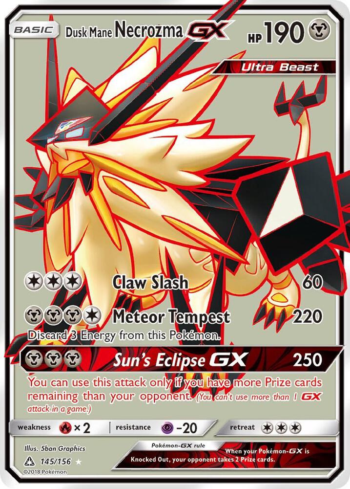 Pokemon Dusk Mane Necrozma GX 145/156 Ultra Prism