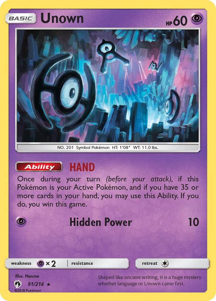 Pokemon Unown 91/214 Lost Thunder
