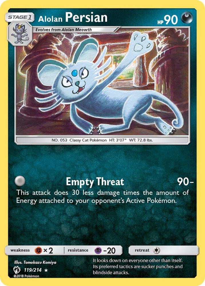 Pokemon Alolan Persian 119/214 Lost Thunder