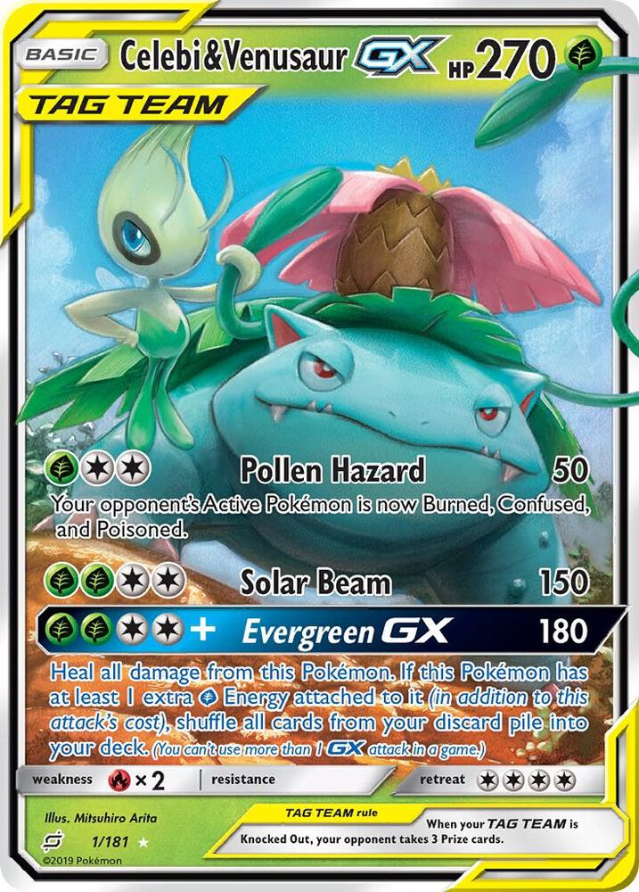 Pokemon Celebi & Venusaur GX 1/181 Team Up