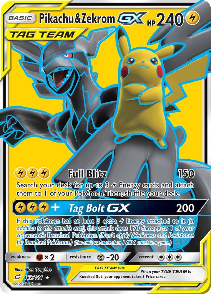 Pokemon Pikachu & Zekrom GX 162/181 Team Up