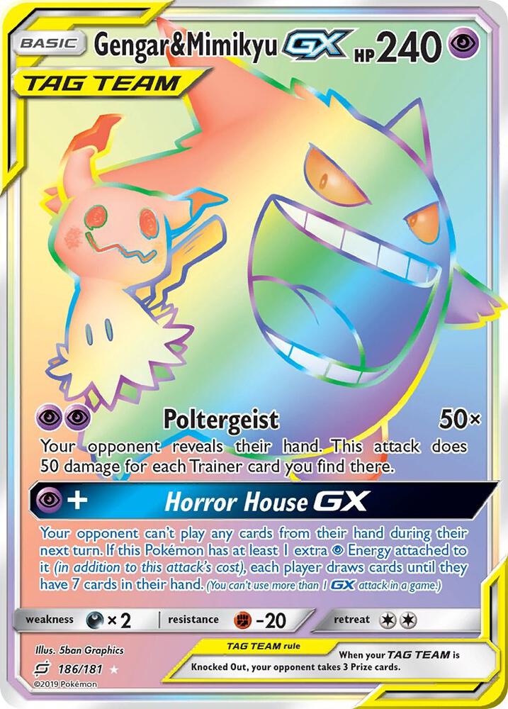 Pokemon Gengar & Mimikyu GX 186/181 Team Up