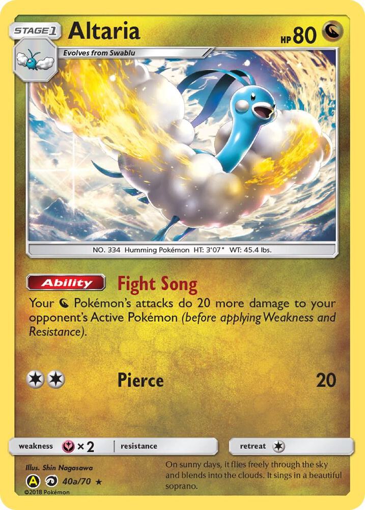 Pokemon Altaria 40a/70 Yellow A Alternate Art