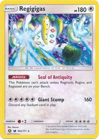 Pokemon Regigigas 84a/111 Yellow A Alternate Art