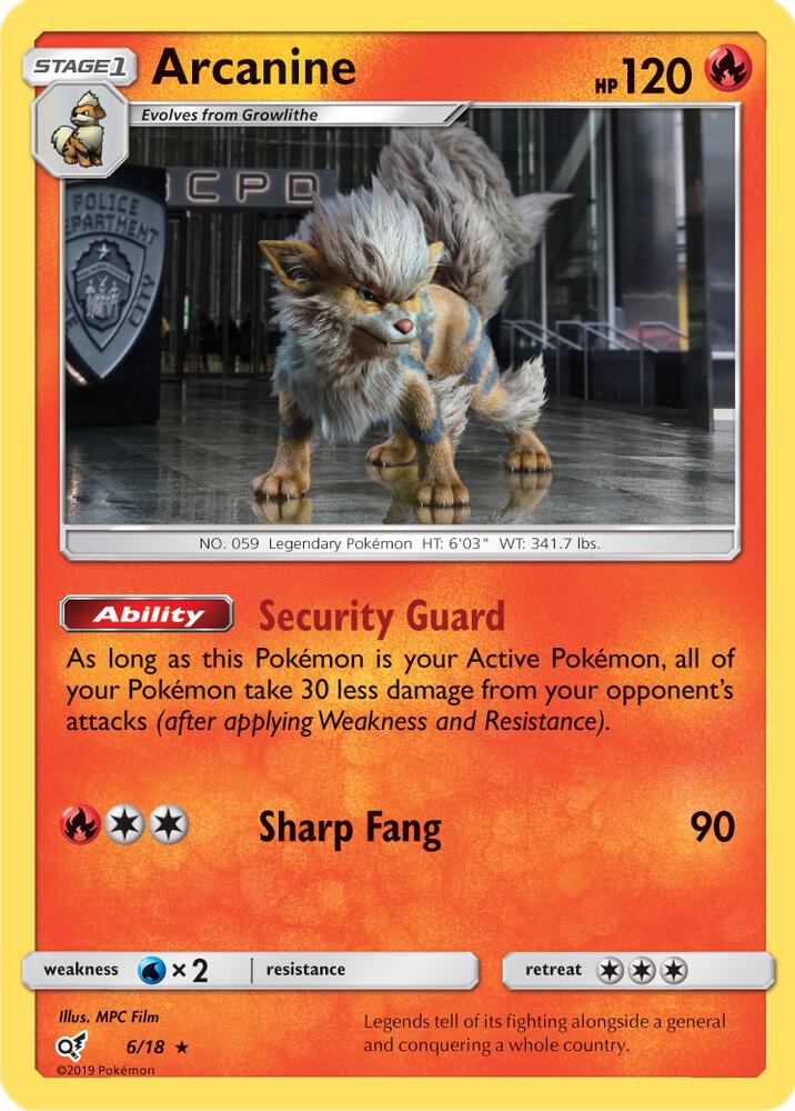 Pokemon Arcanine 6/18 Detective Pikachu