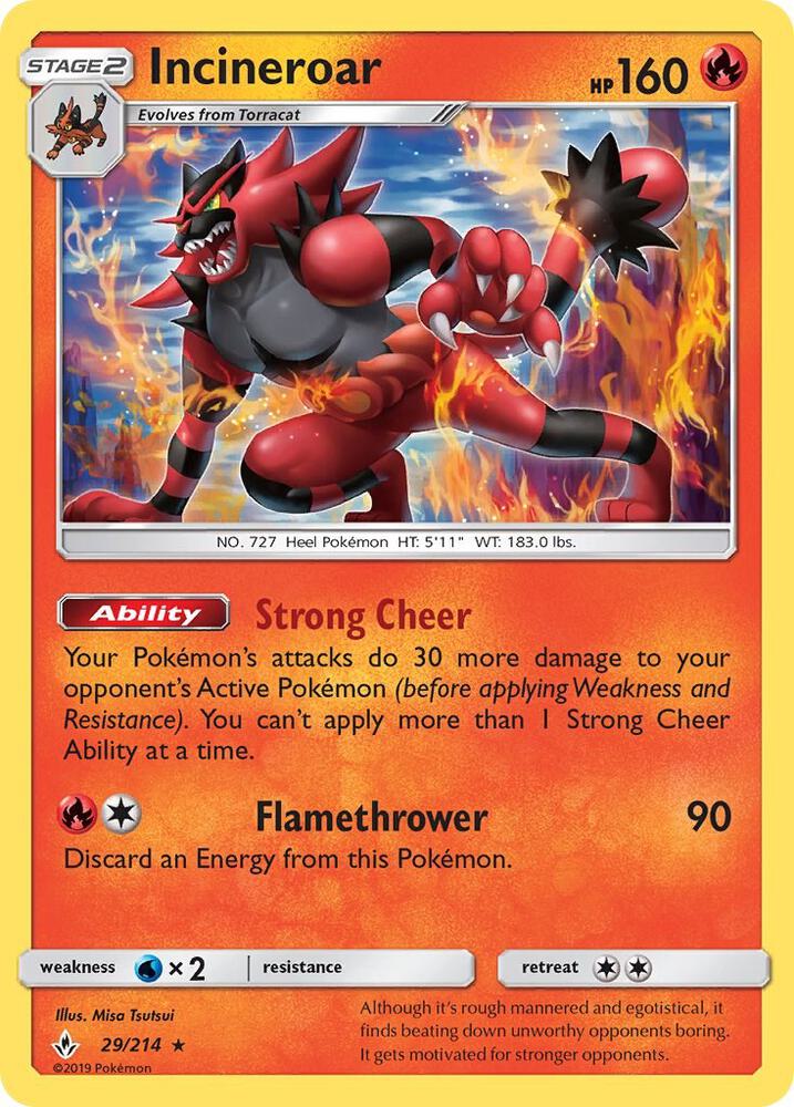 Pokemon Incineroar 29/214 Unbroken Bonds