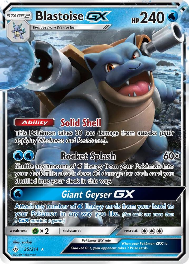 Pokemon Blastoise GX 35/214 Unbroken Bonds