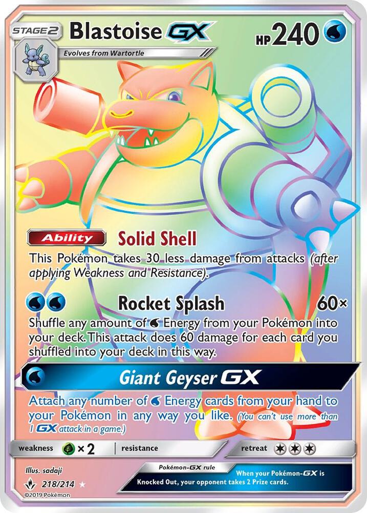 Pokemon Blastoise GX 218/214 Unbroken Bonds
