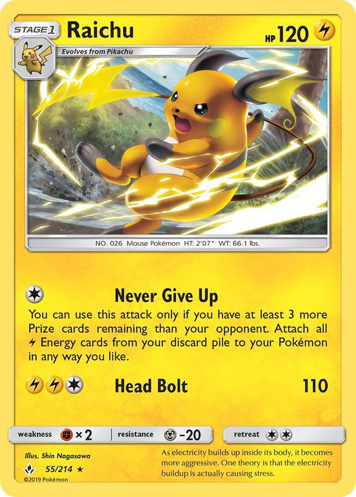 Pokemon Raichu 55/214 Unbroken Bonds