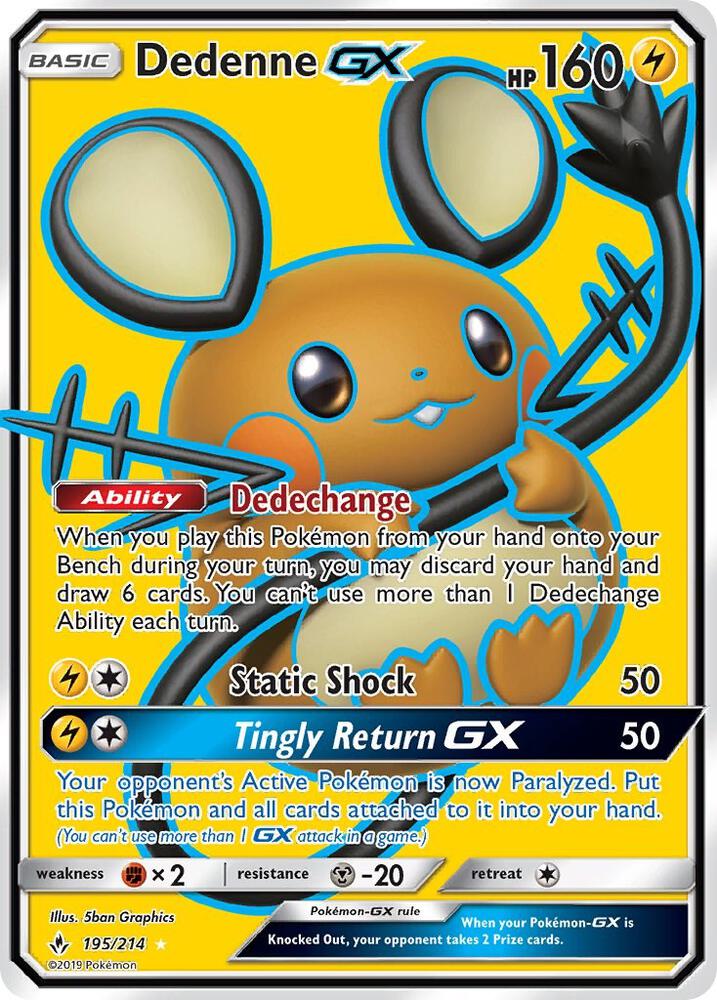 Pokemon Dedenne GX 195/214 Unbroken Bonds