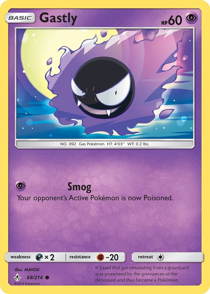 Pokemon Gastly 68/214 Unbroken Bonds