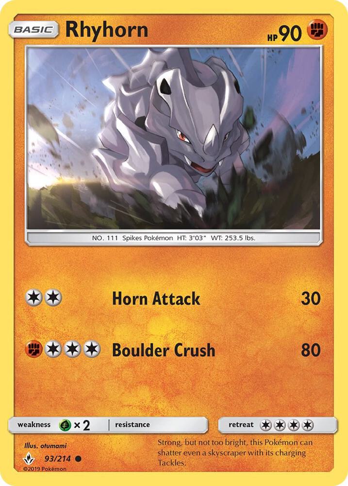 Pokemon Rhyhorn 93/214 Unbroken Bonds