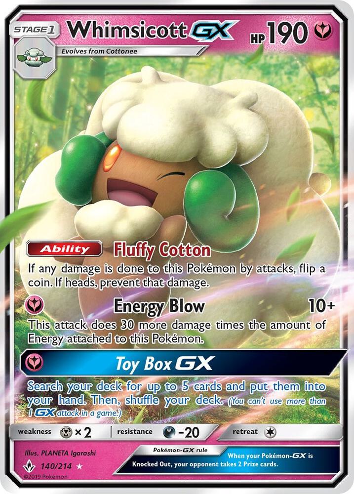 Pokemon Whimsicott GX 140/214 Unbroken Bonds