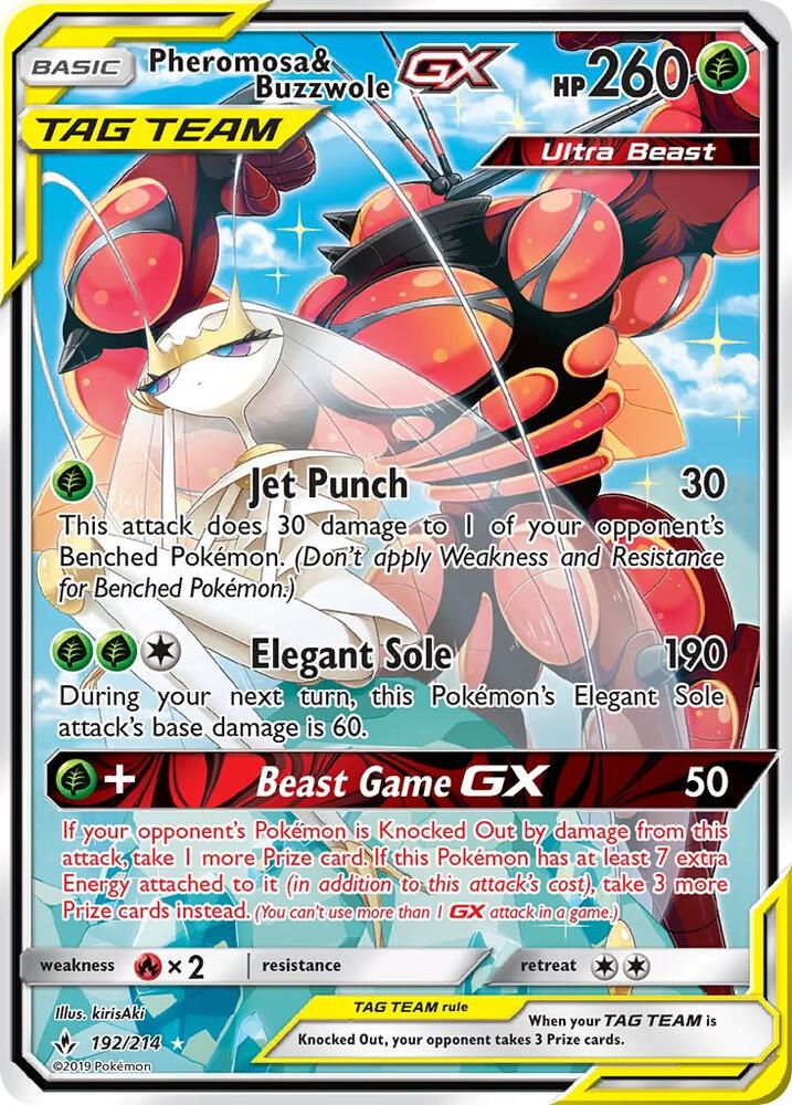 Pokemon Pheromosa & Buzzwole GX 192/214 Unbroken Bonds