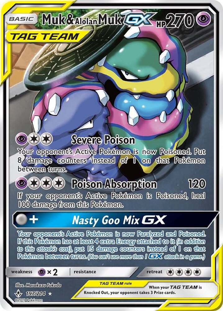 Pokemon Muk & Alolan Muk GX 197/214 Unbroken Bonds