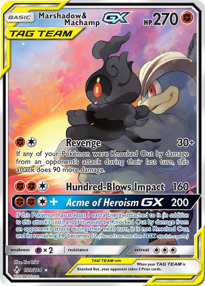 Pokemon Marshadow & Machamp GX 199/214 Unbroken Bonds