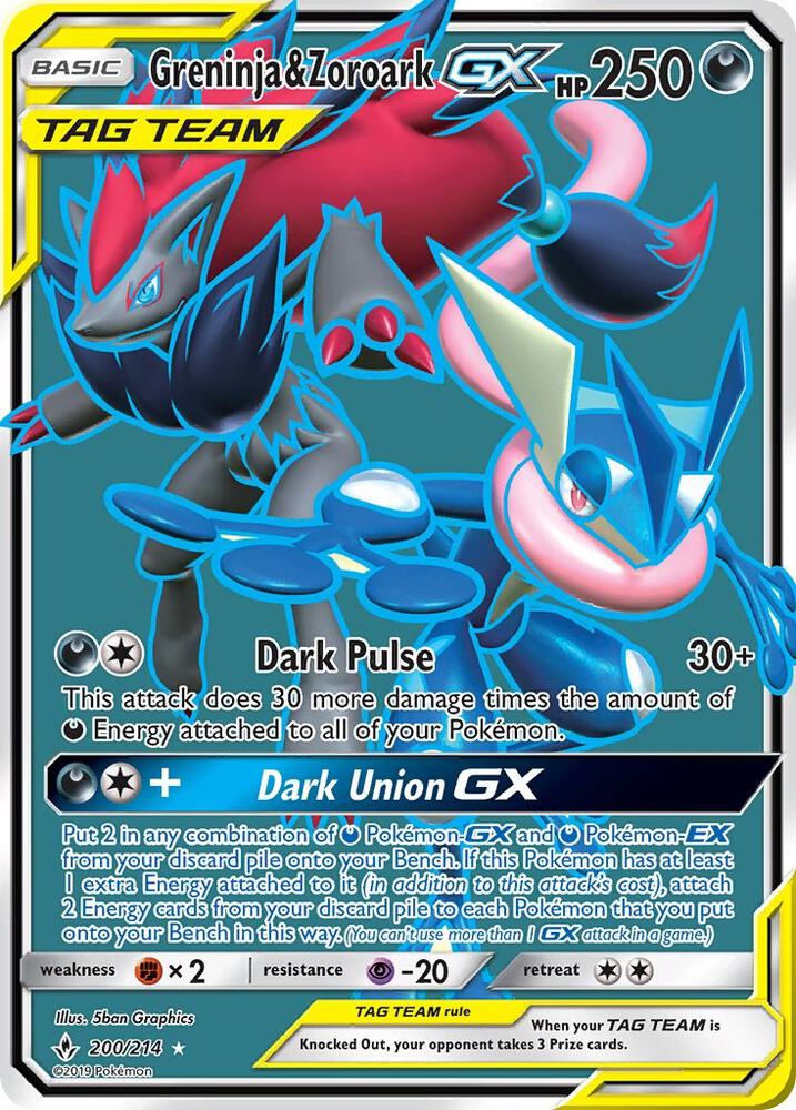 Pokemon Greninja & Zoroark GX 200/214 Unbroken Bonds
