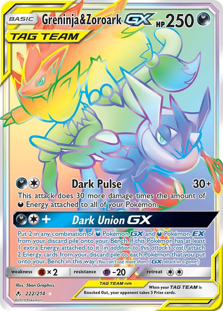 Pokemon Greninja & Zoroark GX 222/214 Unbroken Bonds