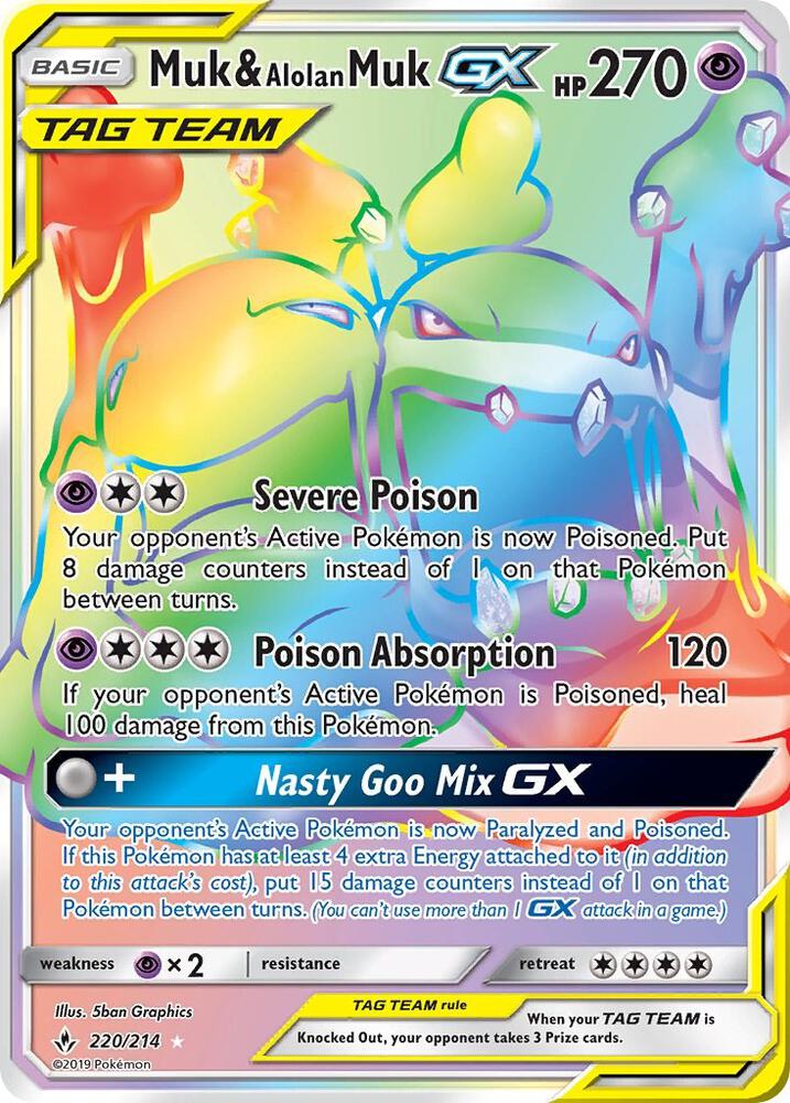 Pokemon Muk & Alolan Muk GX 220/214 Unbroken Bonds