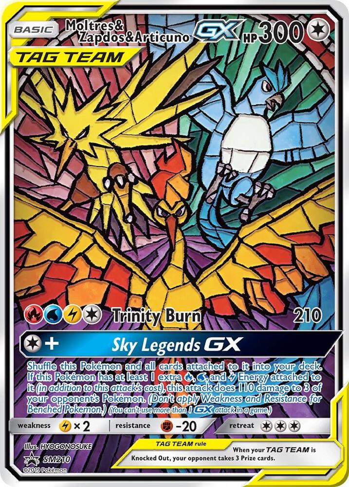 Pokemon Moltres & Zapdos & Articuno GX SM210 SM Black Star Promos